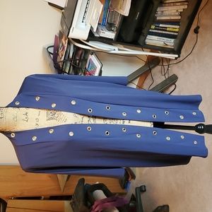 Belle navy blue with gold grommets open cardigan size 1X